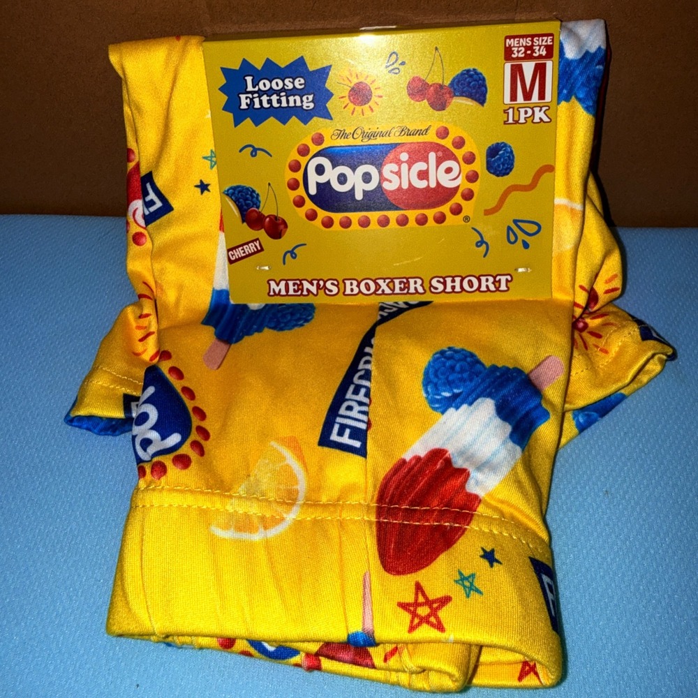 Popsicle Boxer Short Men M NEW Firecracker Ice Pop Yellow Novelty Underwear